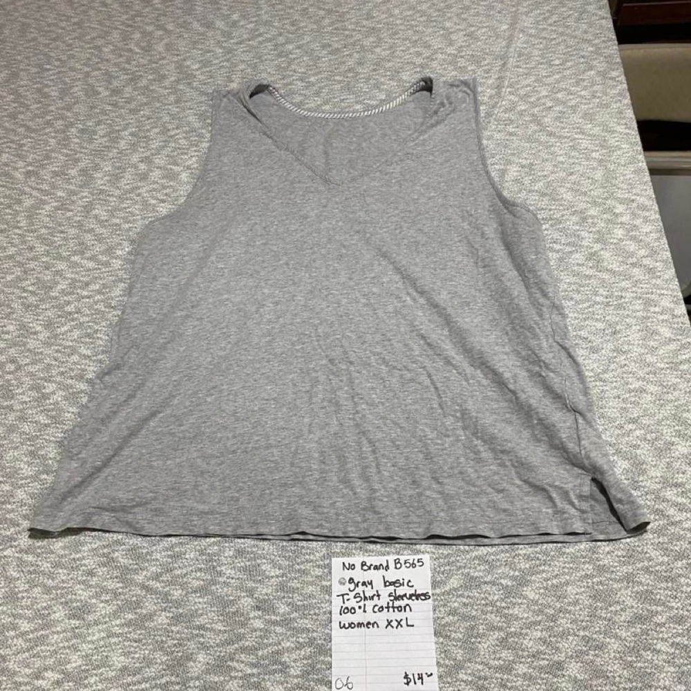 Gray 100% cotton basic tank top women XXL. SKU-B565